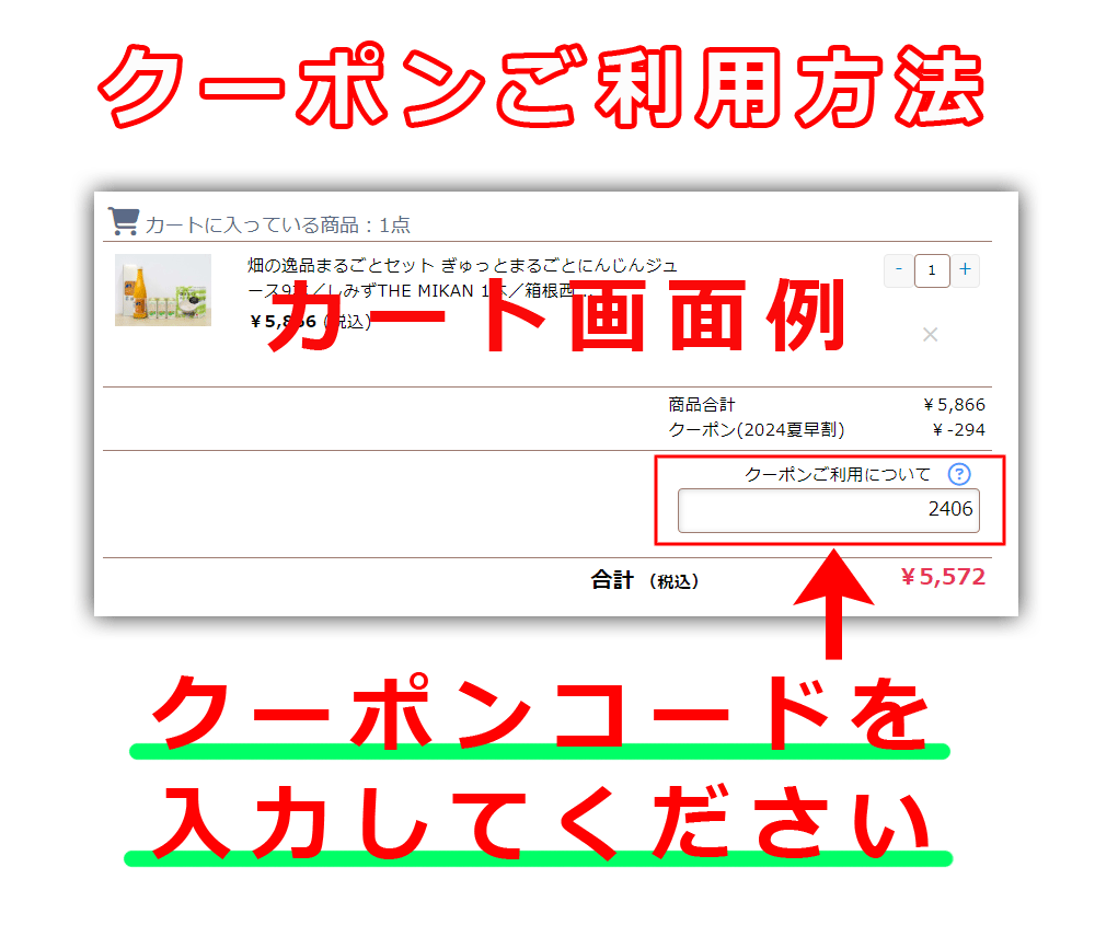 クーポン入力方法